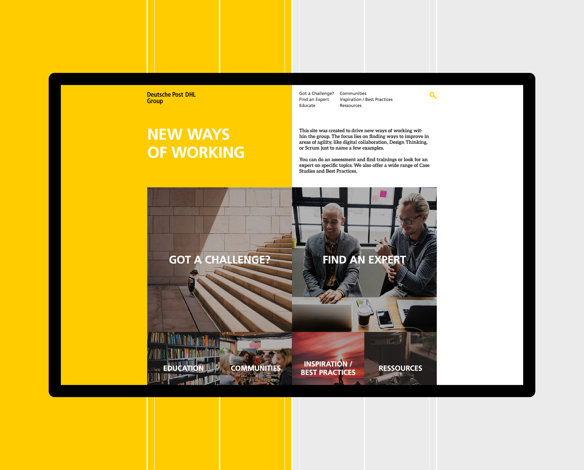 A87 Design Büro, Lüdenscheid, Werbeagentur, Grafik, Kommunikation, Corporate Design, Branding, Markendesign, Logo, UX / UI Design, Interface, Front-End, Kampagne, Plakat, Webdesign, Sauerland, Deutsche Post DHL Group, Logistik, Weltunternehmen